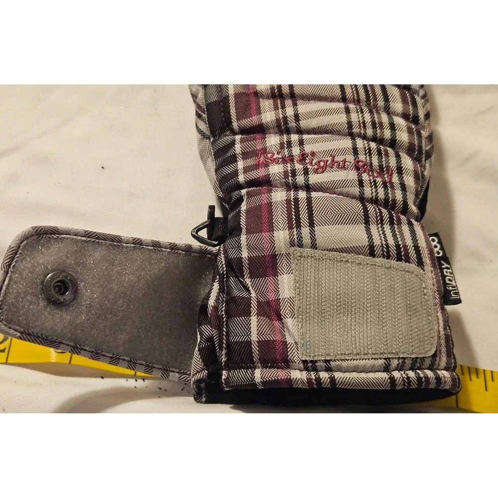 686 Womens infiDRY Plaid Snowboard Ski Gloves Burgundy White Black Size Small